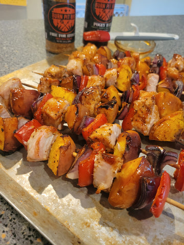 Grilled skewers on a platter