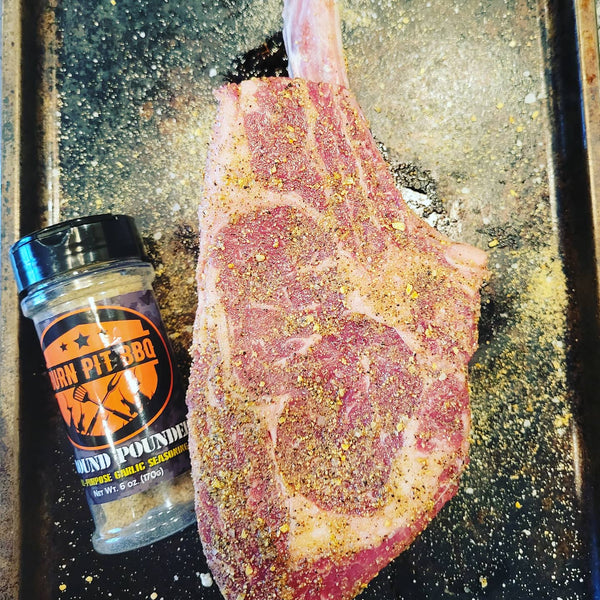Tomahawk Steak With Ground Pounder Garlic Seasoning
