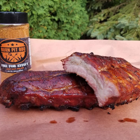 Finished Smoked Ribs With Fire For Effect Bottle